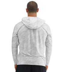 TYR Men's Camohex SunDefense Long Sleeve Hooded UPF 50+ Swim Shirt