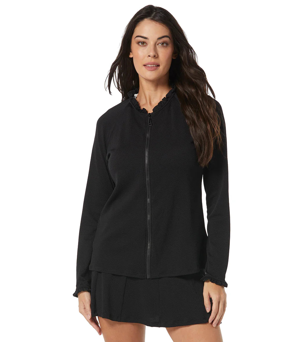 Beach House Women's Pique Solids Phoebe Long Sleeve Zip Front Rash Guard