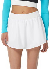 Beach House Women's Solid Woven Stretch Dynamic Wide Band Swim Skort