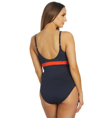 Dolfin Women's Aquashape Color Block Moderate Boat Neck One Piece Swimsuit