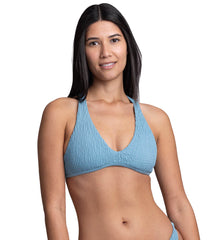 JOLYN Women's Aster Solid Smocked Racerback Bikini Top