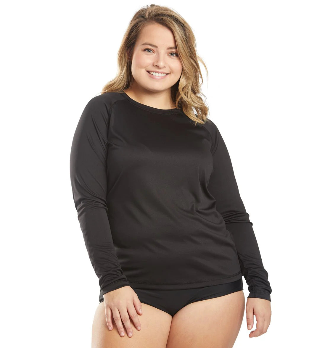 Sporti Plus Size Women's Solid L/S UPF 50+ Sun Shirt