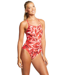 Arena Women's Shattered Glass MaxLife Sporty Thin Strap Racer Back One Piece Swimsuit