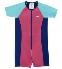 TYR Girls' UPF 50+ Short Sleeve Solid Thermal Suit (Toddler, Little Kid, Big Kid)