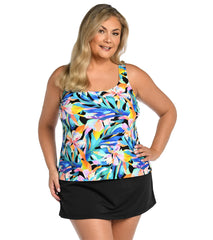 Maxine Women's Plus Size Sunset Isle Scoop Tankini Top