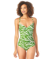 Anne Cole Women's Zebra Shirred Front One Piece Swimsuit