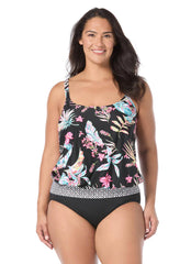 Beach House Women's Plus Size Endless Summer Sarah Blouson Tankini Top