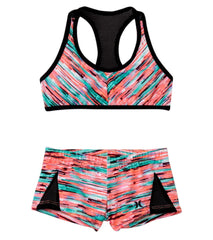 Hurley Girls' Static Crop Top Boy Short Bottom Bikini Set (7yrs-14yrs)