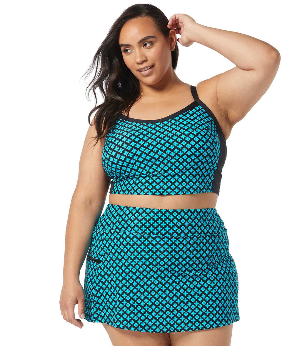 Beach House Women's Plus Size Delray Beach Botanical Plateau Racer Back Crop Top