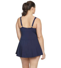 Anne Cole Live In Color Underwire Twist Front Shirred Swim Dress