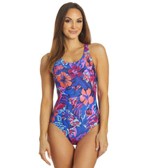 EQ Swimwear Women's Tahitian Floral Harmony X-Long Torso One Piece Swimsuit
