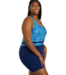 Sporti Plus Size HydroLast Spring Garden Chlorine Resistant Scoop Back Unitard One Piece Swimsuit