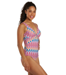 Sunmarin Women's Burst Twist Front One Piece Swimsuit