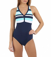 Beach House Coastline Stripe Racerback Maillot