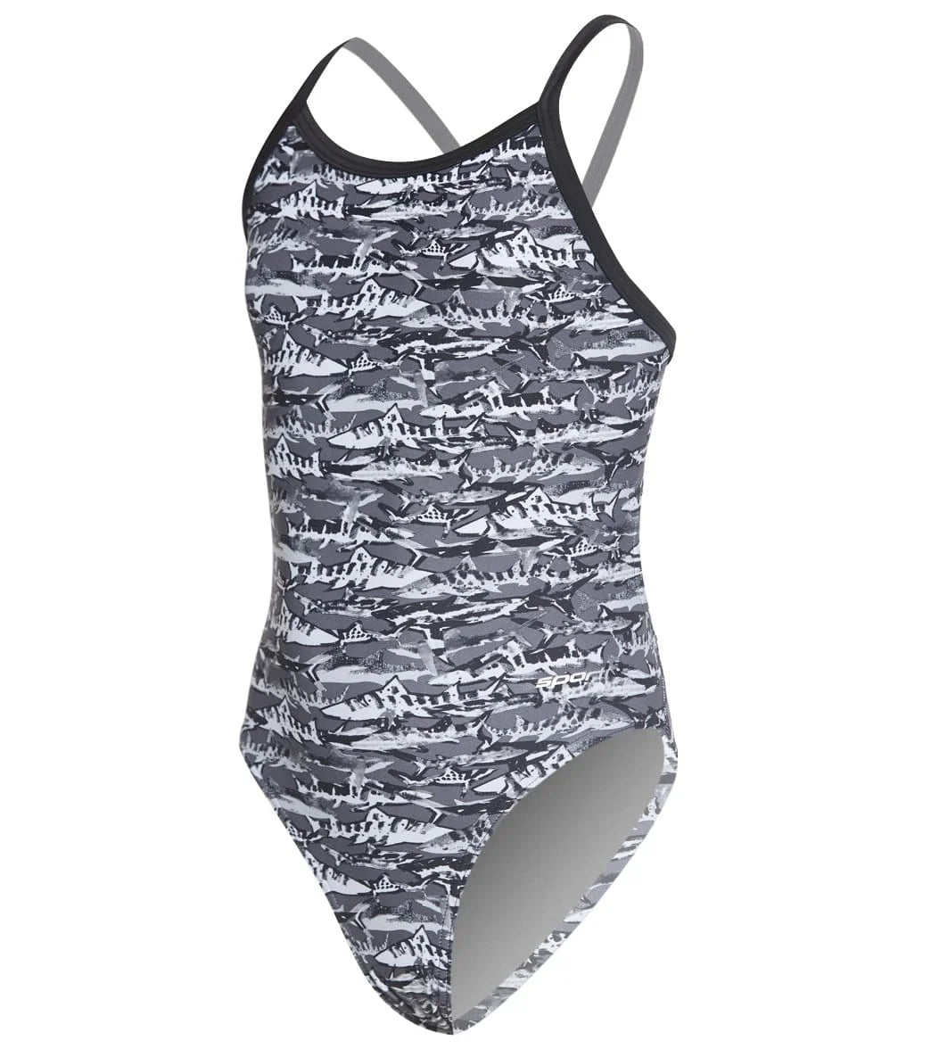 Sporti Shark Thin Strap One Piece Swimsuit Youth (22-28)