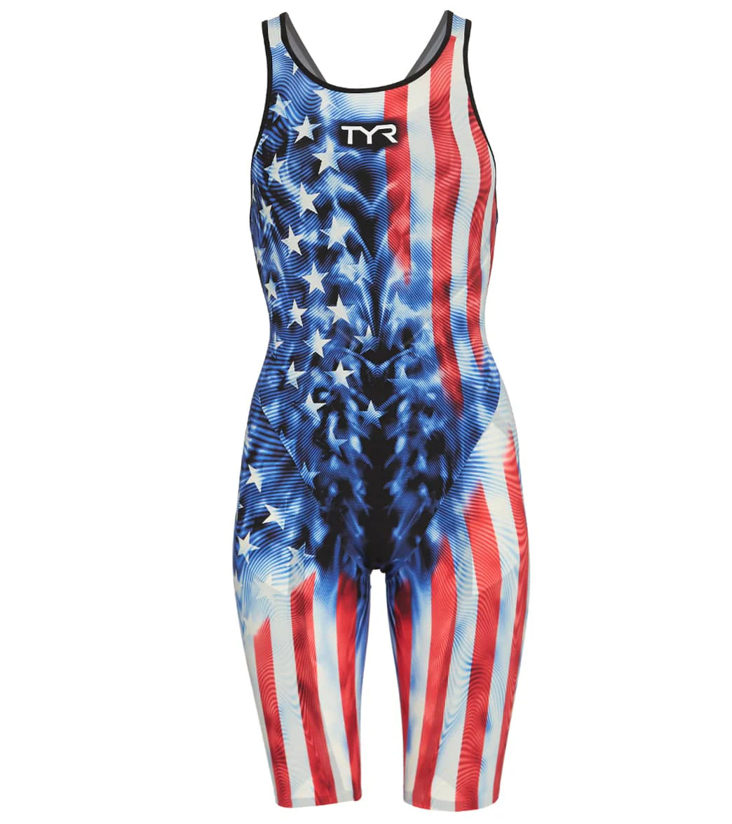 TYR Women's Venzo Genesis USA Open Back Tech Suit Swimsuit