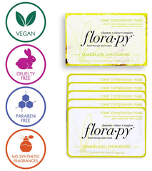 Florapy Clear Complexion Aromatherapy Sheet Mask 5 Count, Dandelion Lemongrass
