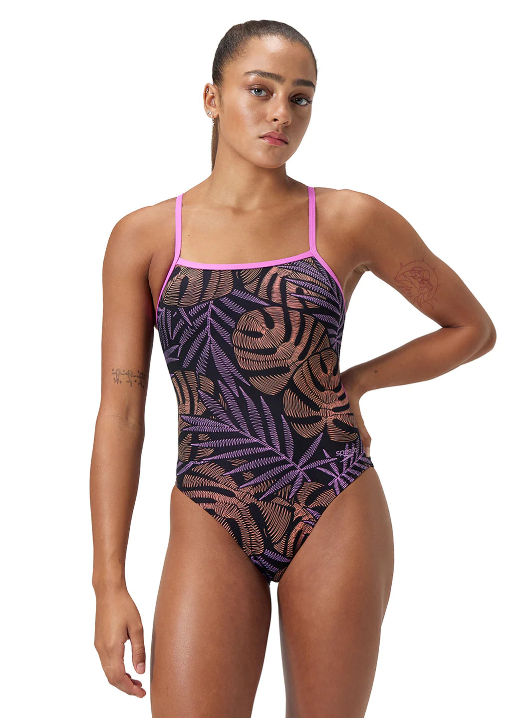 Speedo Vibe Women's Printed Web Back One Piece Swimsuit