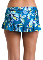 La Blanca Island Goddess Shirred Band Slit Swim Skirted Hipster Bikini Bottom