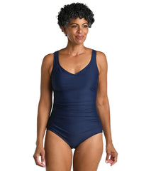 Maxine Women's Solid Over The Shoulder One Piece Swimsuit