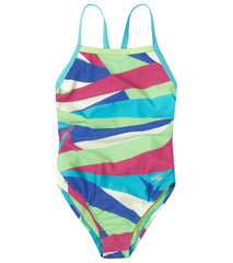 Speedo Girls' Printed Propel Back One Piece Swimsuit (Big Kid)