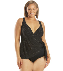 Longitude Plus Size Twinkle Twinkle Wrap Surplice One Piece Swimsuit
