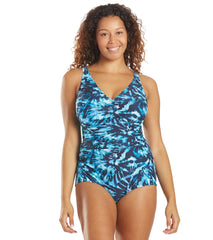 Gabar Women's Chlorine Resistant Tahiti Tie Dye Underwire One Piece Swimsuit