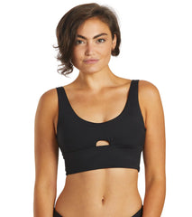 Hurley Women's Max Solid Long Line Crop Bikini Top