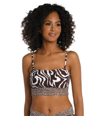 La Blanca Women's Fierce Lines Bandeau Midkini Bikini Top