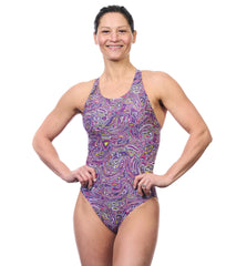 EQ Swimwear Women's Laguna Plum Long Torso One Piece Swimsuit