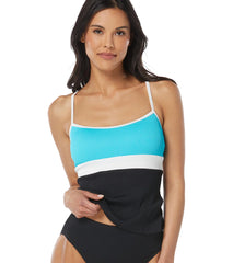 Beach House Women's Color Block Ribbed Flex Color Block Racerback Tankini Top