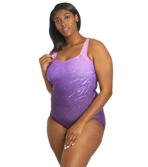 Sporti Plus Size Moderate Printed Ombre Sweetheart One Piece Swimsuit