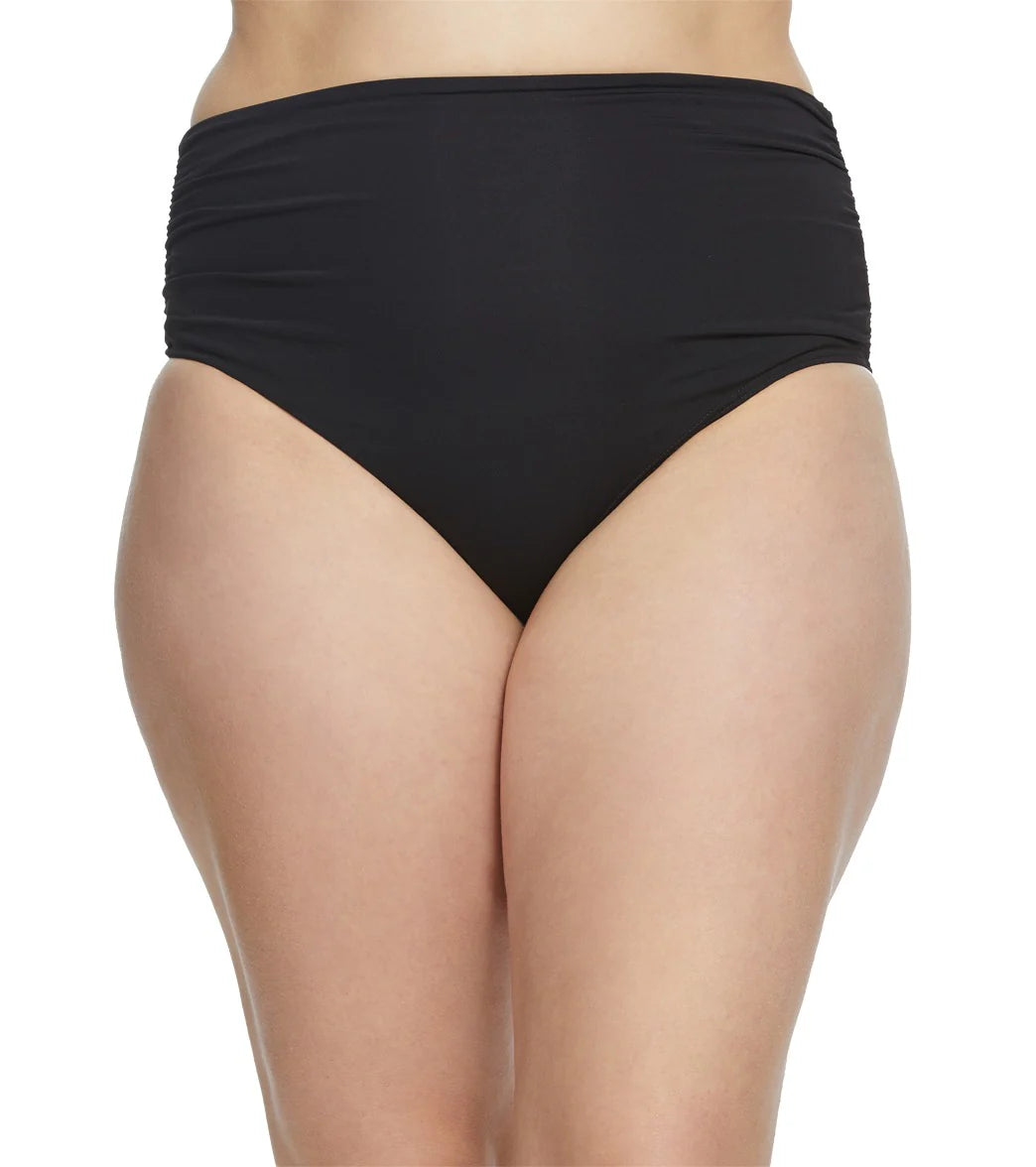 Anne Cole Plus Size Live In Color Shirred High Low Bikini Bottom