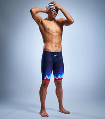 TYR Men's Shockwave USA High Waist Jammer Tech Suit Swimsuit