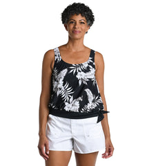 Maxine Women's Tropic Paradise Banded Scoop Blouson Tankini Top