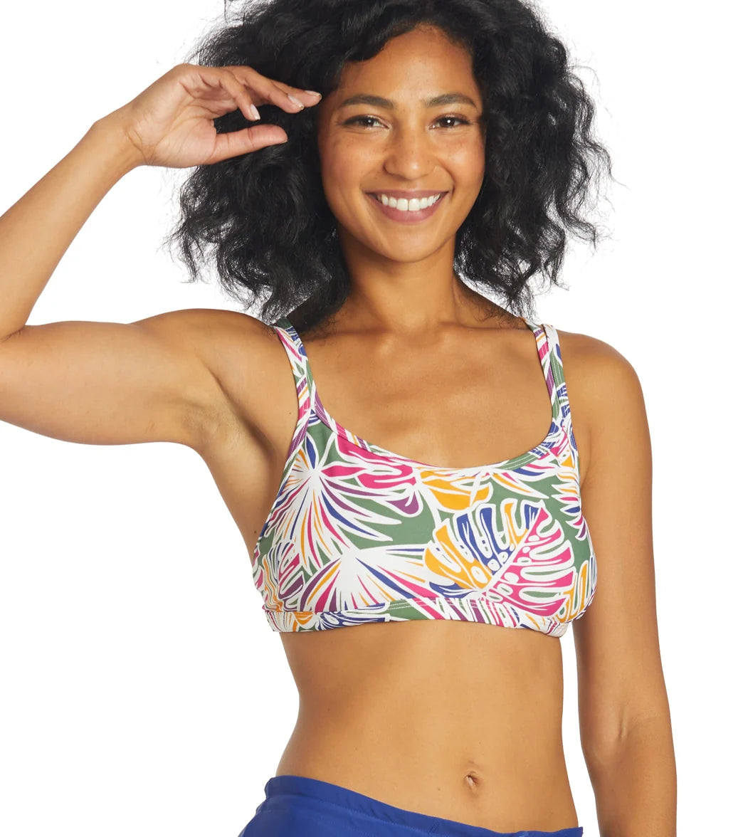 Sporti Active Tropical Palm Double Cross Workout Bikini Top