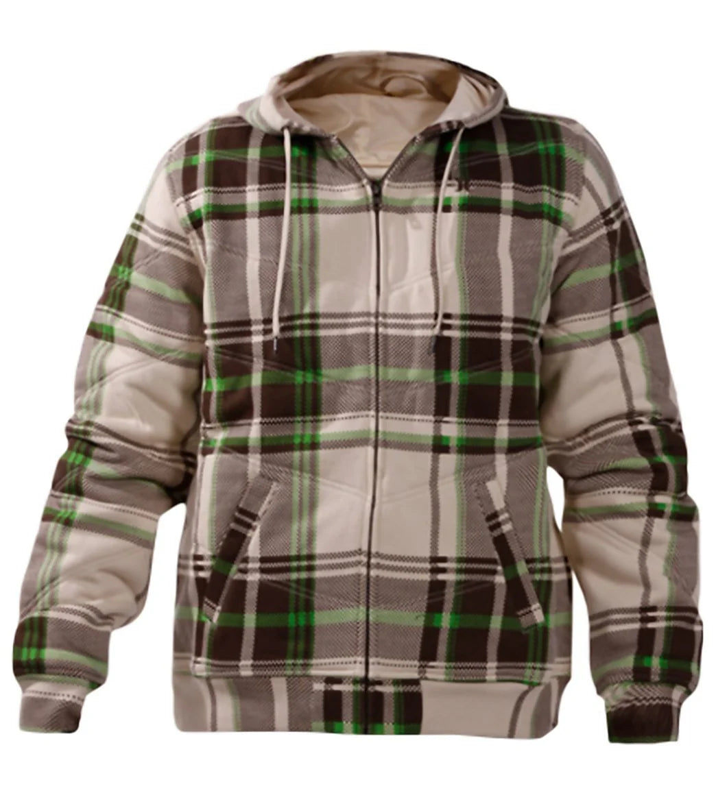 Hurley Guys' Iconic Plaid Zip Up Sweatshirt