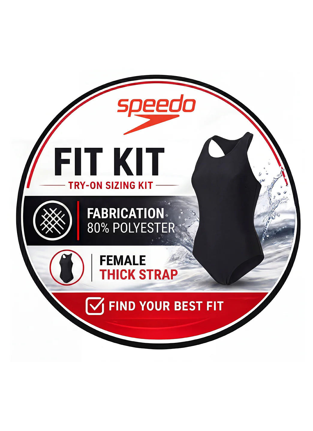 Speedo Fit Kit Thick Strap One Piece Swimsuit (80% Poly)