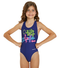 Sporti Miami Vibes Wide Strap Cross Back One Piece Swimsuit Youth (22-28)