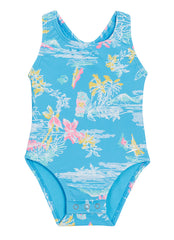 Speedo Girls' Printed Toddler One Piece Snap Swimsuit (Toddler, Little Kid)