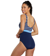 Dolfin Women's Aquashape Color Block Moderate Scoop Back Chlorine Resistant One Piece Swimsuit