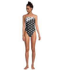 Speedo Women's Printed Spliced Tie Back One Piece Swimsuit