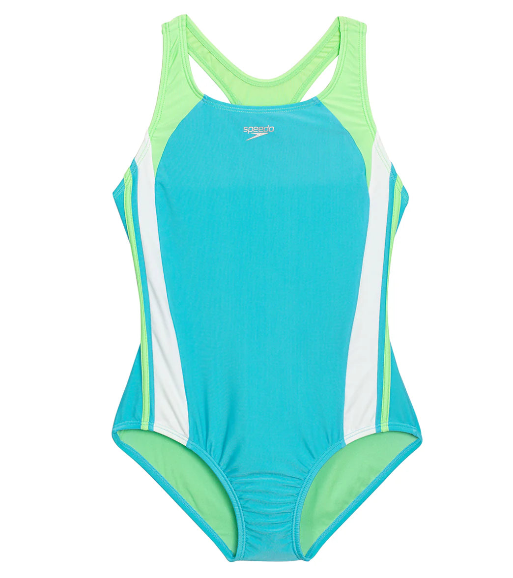 Speedo Girls' Solid Infinity Splice One Piece Swimsuit (Big Kid)