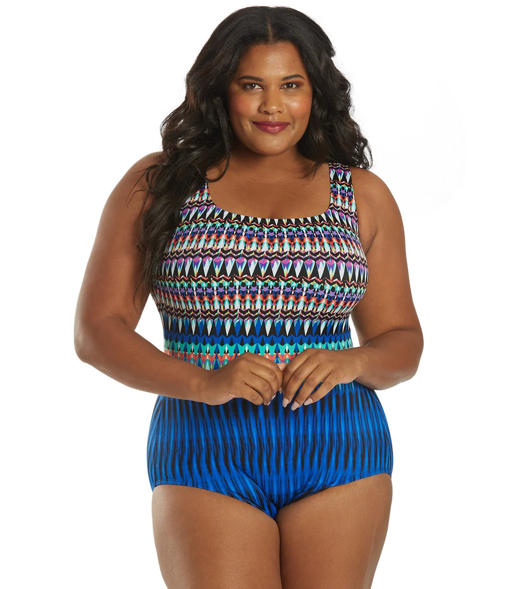 Longitude Women's Plus Size Sparkle Park One Piece Swimsuit
