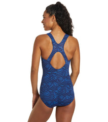 Dolfin Women's Aquashape Printed Conservative Chlorine Resistant One Piece Swimsuit
